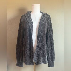 Hippie Rose Textured Green Hoodie Cardigan Sweater Woman Size Large